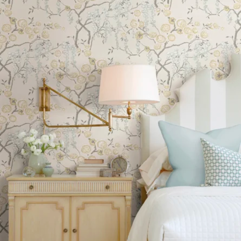 mixing-patterns-bedroom-with-beautiful-accent-wallpaper-and-matching-furniture